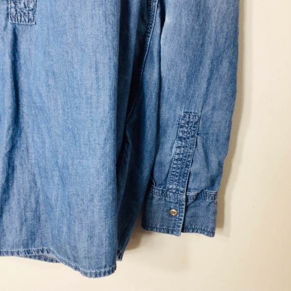 Talbots button up pullover top women small blue cotton spring hobo lagenlook - Picture 3 of 10